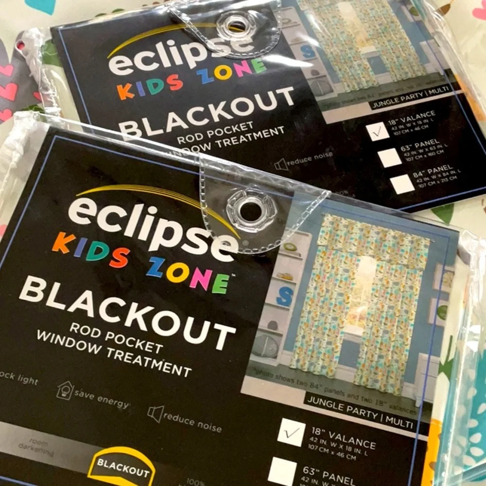 Eclipse Jungle Party set of 2 window valances each 42” by 18” long. New